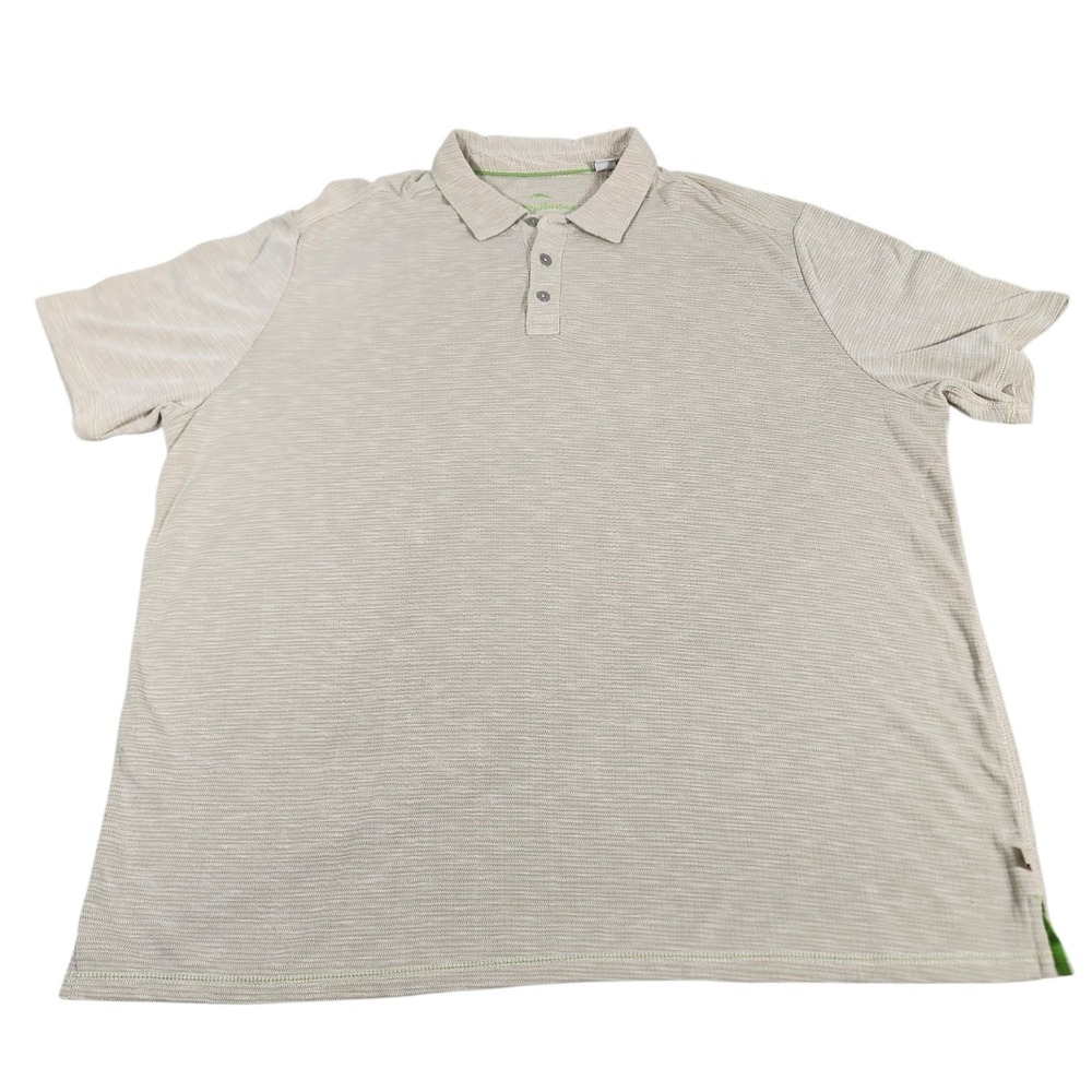 Slazenger Mens Polo Shirt Beige Textured Short Sleeve Golf Casual XL Wicking